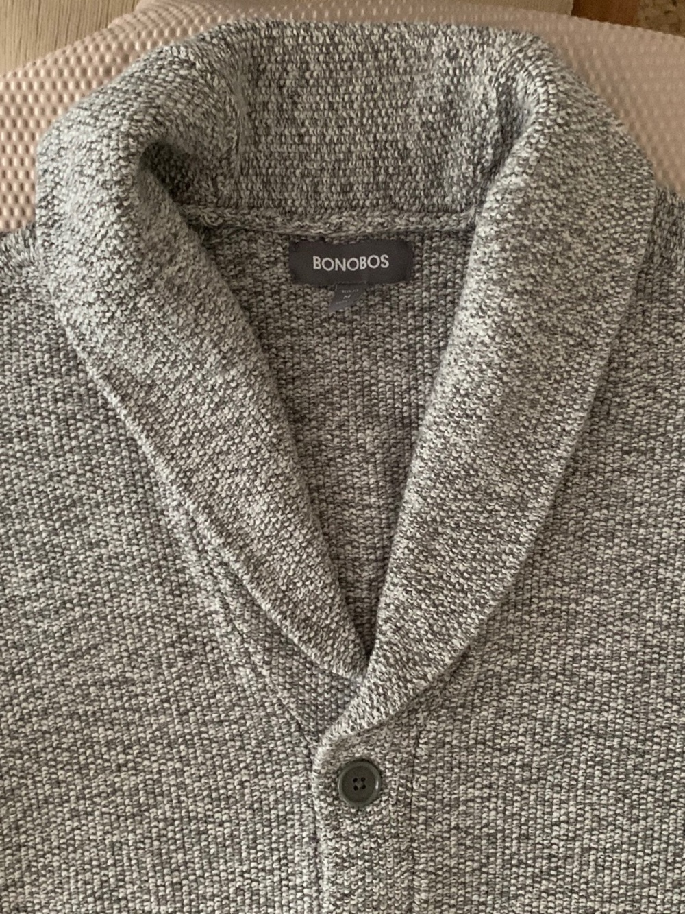 Bonobos Gray Marled 100% Cotton Shawl Collar Cardigan Sweater Men's M - Picture 7 of 9
